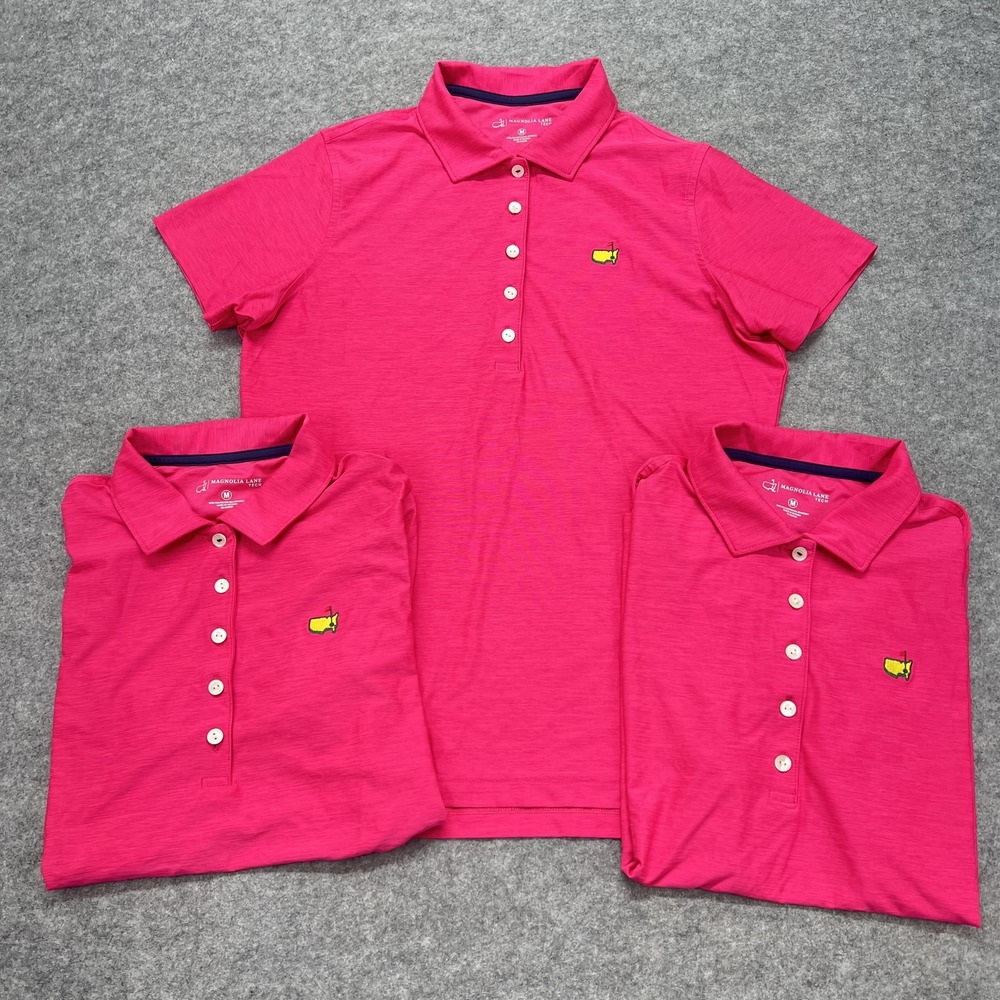 Magnolia Lane Tech Polo Shirt Womens Medium Pink Golf Masters Augusta Lot of 3